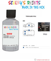 Bmw X5 Titan Silver Paint code location sticker Yf03 Touch Up Paint Scratch Stone Chip Repair