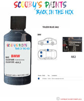 Bmw X5 Toledo Blue Paint code location sticker 482 Touch Up Paint Scratch Stone Chip Repair