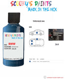 Bmw X5 Topas Blue Paint code location sticker 364 Touch Up Paint Scratch Stone Chip