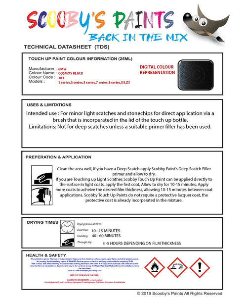 Paint For Bmw Cosmos Black Paint Code 303 Touch Up Paint Repair Detail ...