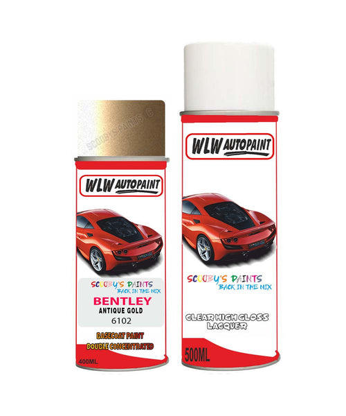 bentley-antique-gold-6102-aerosol-spray-car-paint-clear-lacquer-2003-2014 Body repair basecoat dent colour