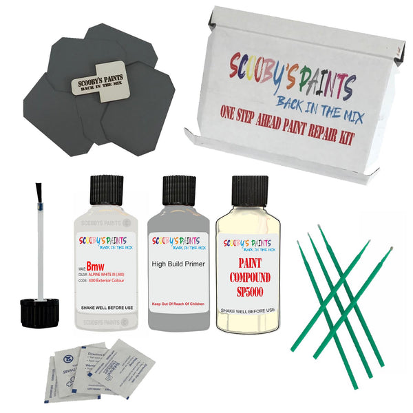 BMW ALPINE WHITE III Paint Code 300 Touch Up Paint Repair Detailing Kit