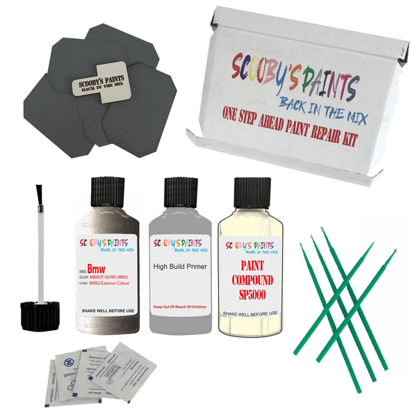 BMW ANDESIT SILVER Paint Code WB92/B92 Touch Up Paint Repair Detailing Kit