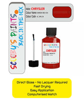 Colour Card paint fix a chip stone Chrysler Plymouth Carrera Red Code: Cr3 Car Touch Up Paint