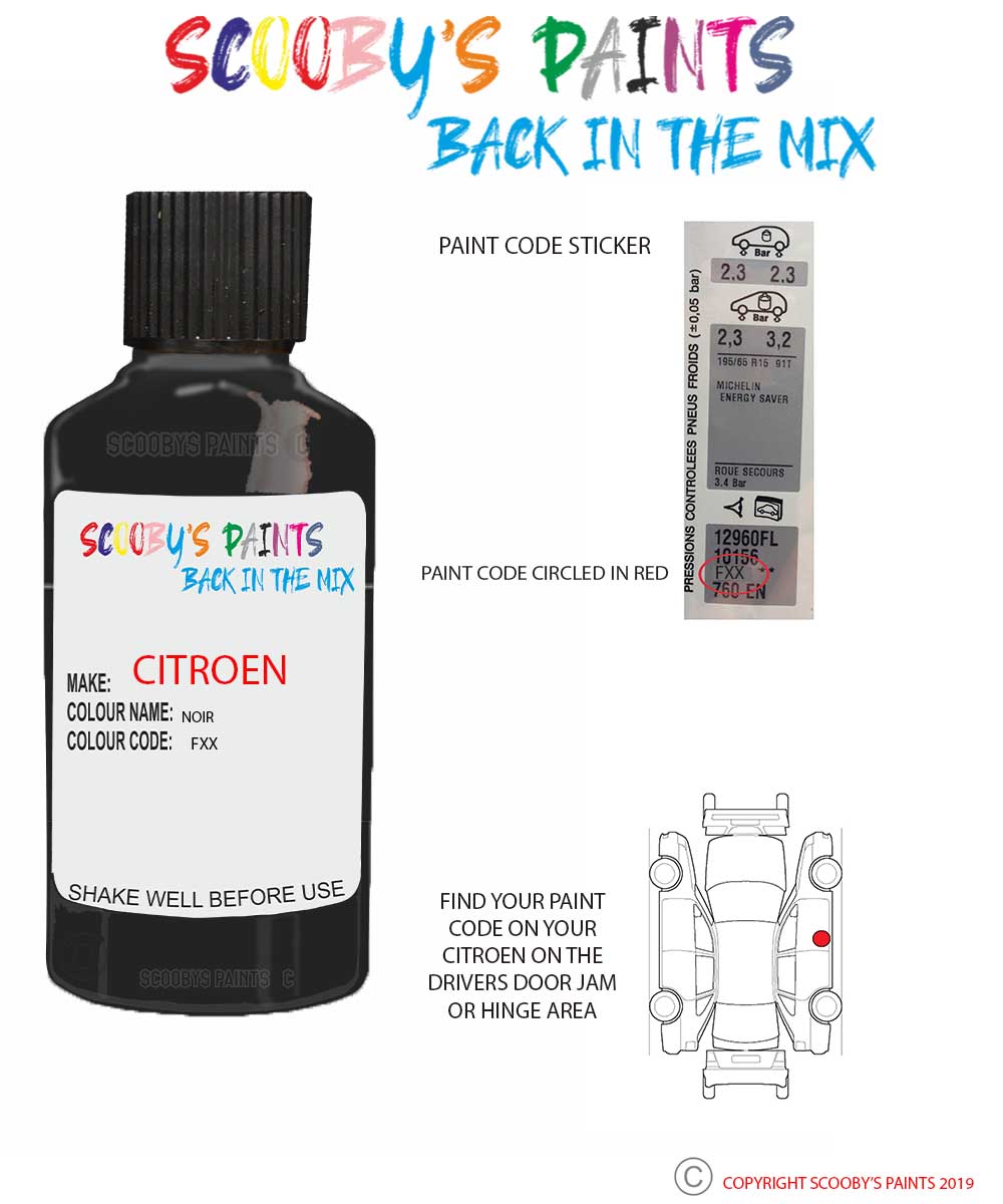 Paint For Citroen Xantia Noir Code Fxx Touch Up Paint Scratch Stone Ch ...
