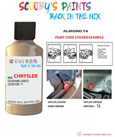 paint code location sticker for Chrysler Caravan Almond Code: T4 Car Touch Up Paint