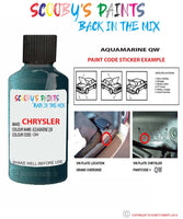 paint code location sticker for Chrysler Pt Cruiser Aquamarine Code: Qw Car Touch Up Paint