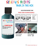 paint code location sticker for Chrysler Voyager Aquamarine Code: Qw Car Touch Up Paint