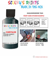 paint code location sticker for Chrysler Voyager Aquamarine Code: Yqs Car Touch Up Paint