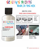 paint code location sticker for Chrysler 300 Series Arctic Code: 270A Car Touch Up Paint