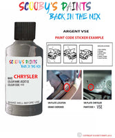 paint code location sticker for Chrysler Sebring Argent Code: Vse Car Touch Up Paint