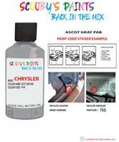 paint code location sticker for Chrysler Plymouth Ascot Gray Code: Pab Car Touch Up Paint