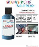 paint code location sticker for Chrysler Caravan Atlantic Blue Code: Pbj Car Touch Up Paint