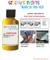 paint code location sticker for Chrysler Pt Cruiser Aztec Yellow Code: Y6 Car Touch Up Paint