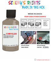 paint code location sticker for Chrysler Sebring Beige Code: Ac20656 Car Touch Up Paint