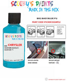 paint code location sticker for Chrysler Alliance Big Bad Blue Code: P2 Car Touch Up Paint