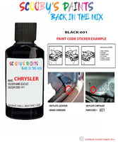 paint code location sticker for Chrysler Caravan Black Code: 601 Car Touch Up Paint