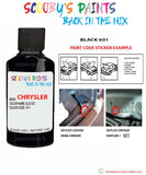 paint code location sticker for Chrysler Sebring Convertible Black Code: 601 Car Touch Up Paint