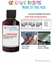 paint code location sticker for Chrysler Voyager Black Cherry Code: Dt3490 Car Touch Up Paint