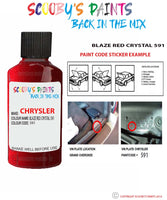 paint code location sticker for Chrysler Neon Blaze Red Crystal Code: 591 Car Touch Up Paint
