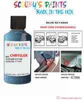paint code location sticker for Chrysler Vision Blue Code: Ac10886 Car Touch Up Paint