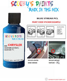 paint code location sticker for Chrysler Sebring Blue Streak Code: Pcl Car Touch Up Paint