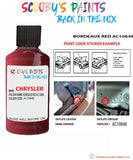 paint code location sticker for Chrysler Vision Bordeaux Red Code: Ac10848 Car Touch Up Paint