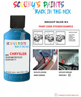 paint code location sticker for Chrysler Plymouth Bright Blue Code: B5 Car Touch Up Paint