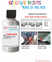 paint code location sticker for Chrysler Voyager Bright Silver Code: Qs2 Car Touch Up Paint