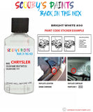 paint code location sticker for Chrysler Avenger Bright White Code: 850 Car Touch Up Paint
