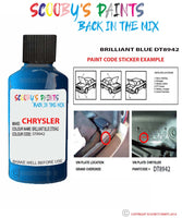 paint code location sticker for Chrysler Plymouth Brilliant Blue Code: Dt8942 Car Touch Up Paint