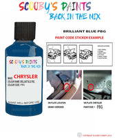 paint code location sticker for Chrysler Caravan Clearwater Blue Code: Pbg Car Touch Up Paint