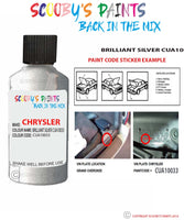 paint code location sticker for Chrysler Sebring Brilliant Silver Code: Cua10033 Car Touch Up Paint