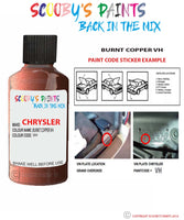 paint code location sticker for Chrysler Sebring Burnt Copper Code: Vh Car Touch Up Paint