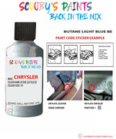 paint code location sticker for Chrysler Voyager Butane Light Blue Code: Be Car Touch Up Paint