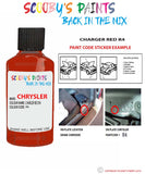 paint code location sticker for Chrysler Caravan Flame Red Code: R4 Car Touch Up Paint