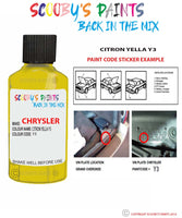 paint code location sticker for Chrysler Plymouth Citron Yella Code: Y3 Car Touch Up Paint