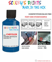 paint code location sticker for Chrysler Sebring Marathon Blue Code: Pbd Car Touch Up Paint