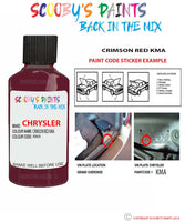 paint code location sticker for Chrysler Plymouth Crimson Red Code: Kma Car Touch Up Paint
