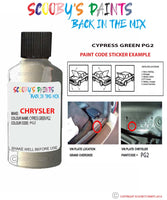 paint code location sticker for Chrysler 300 Series Cypress Green Code: Pg2 Car Touch Up Paint