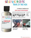 paint code location sticker for Chrysler Voyager Cypress Green Code: Pg2 Car Touch Up Paint