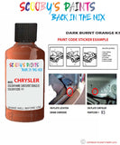paint code location sticker for Chrysler Plymouth Dark Burnt Orange Code: K5 Car Touch Up Paint