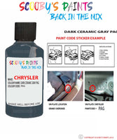 paint code location sticker for Chrysler 300 Series Dark Ceramic Gray Code: Pag Car Touch Up Paint