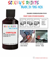 paint code location sticker for Chrysler 300 Series Dark Cordovan Code: Puv Car Touch Up Paint