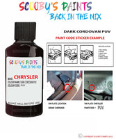 paint code location sticker for Chrysler Voyager Mocha Java Code: Puv Car Touch Up Paint