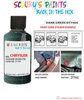 paint code location sticker for Chrysler Voyager Dark Green Code: Dt7968 Car Touch Up Paint