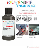 paint code location sticker for Chrysler 300 Series Dark Khaki Code: Zj8 Car Touch Up Paint