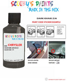 paint code location sticker for Chrysler 300 Series Dark Khaki Code: Zj8 Car Touch Up Paint