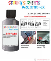 paint code location sticker for Chrysler Plymouth Dark Quartz Grey Code: D8 Car Touch Up Paint