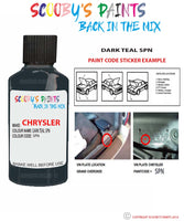 paint code location sticker for Chrysler Caravan Dark Teal Code: Spn Car Touch Up Paint